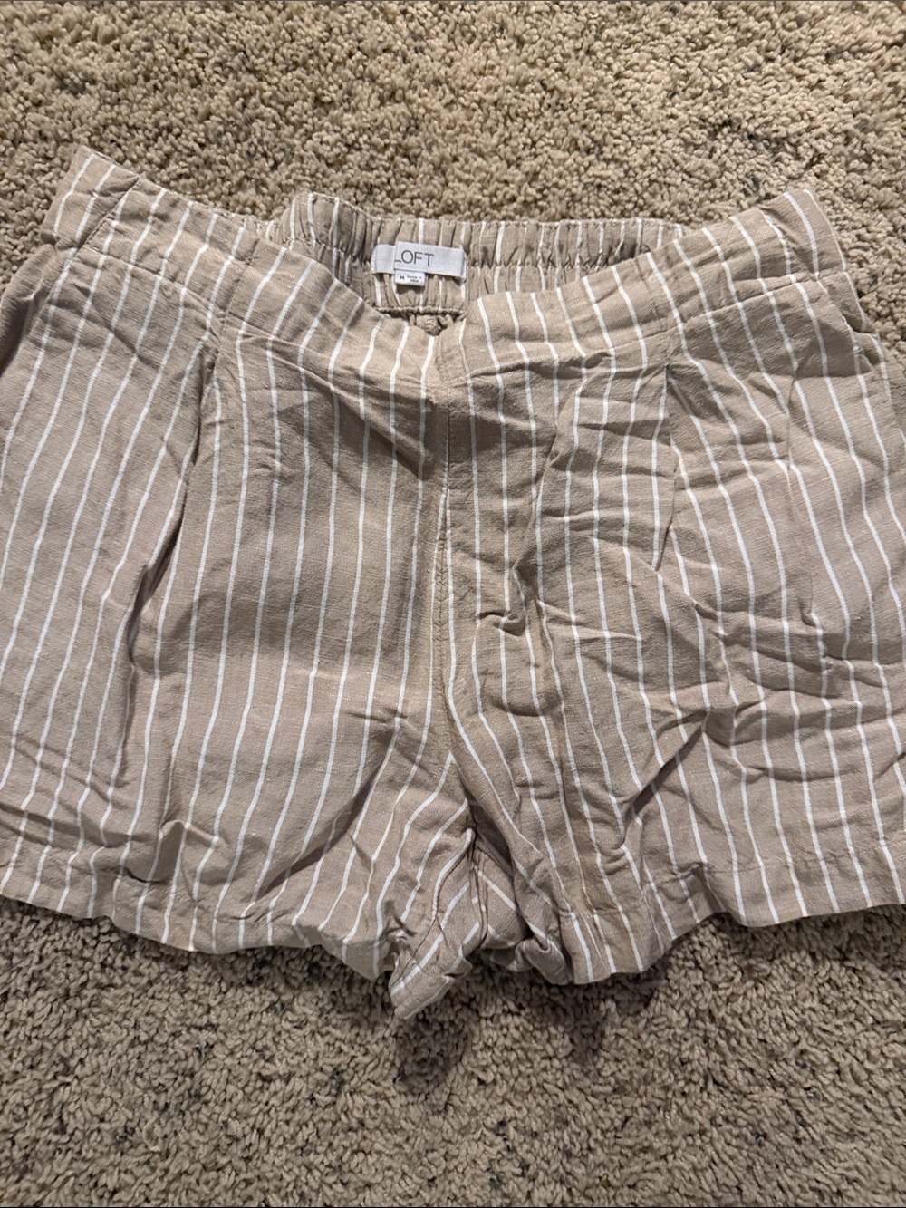 LOFT Tan and White Striped Women's Shorts